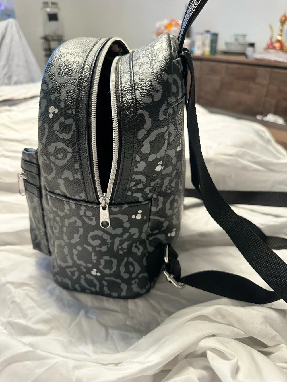 Disney Black and Gray Leopard Mini Backpack straight from animal kingdom